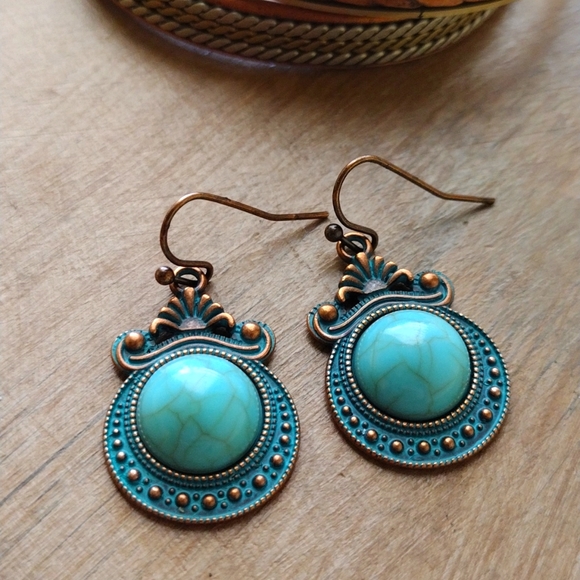 Blue Copper Turquoise earrings - Picture 1 of 1